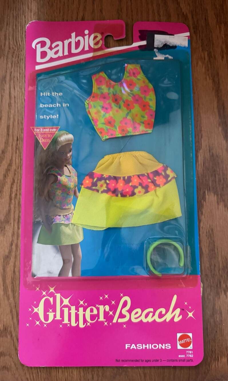 Vintage 1992 Mattel Barbie Glitter Beach Fashions Outfit 7781